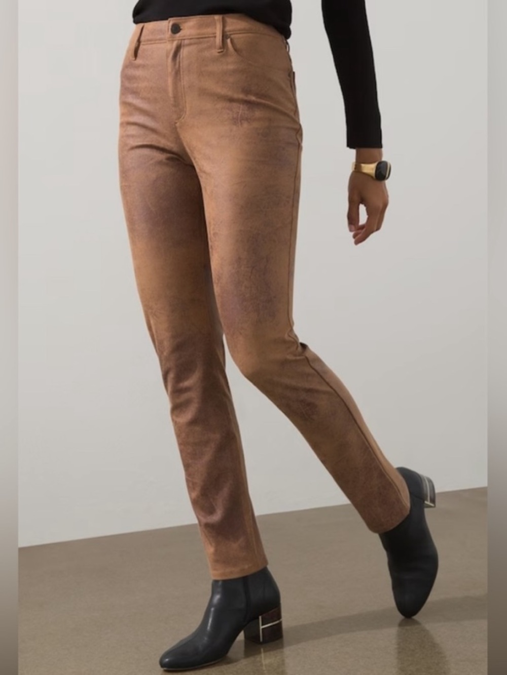 Chico's Straight-Leg Faux Suede Jeans in Rust